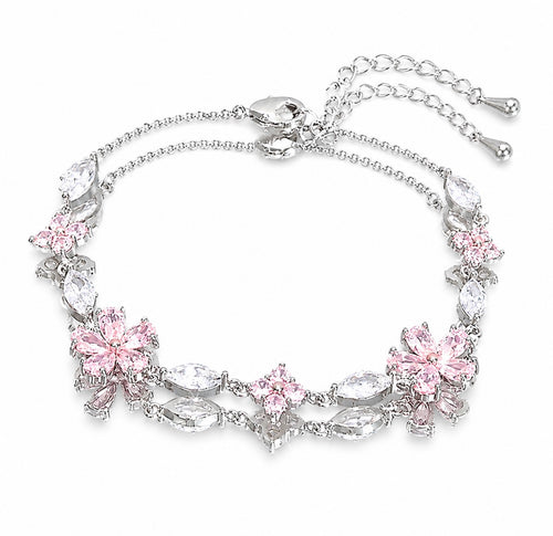 Pink flower bracelet full of shine